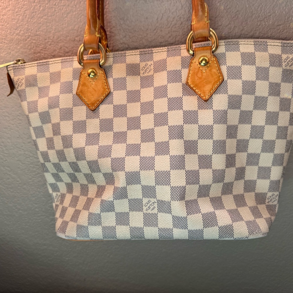 Louis Vuitton cream and Tan Checkered Tote